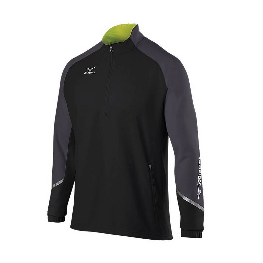 Mizuno Elite 1/2 Zip - Erkek Pullover - Siyah/Gri Türkiye (SVLUOT-163)